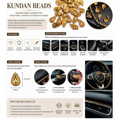 Kundan Teardrop Beads for Embroidery Sewing & Craft Flatback