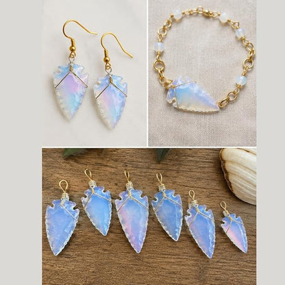 1 Pcs Natural Opalite Gemstone Crystal Arrowhead Pendant