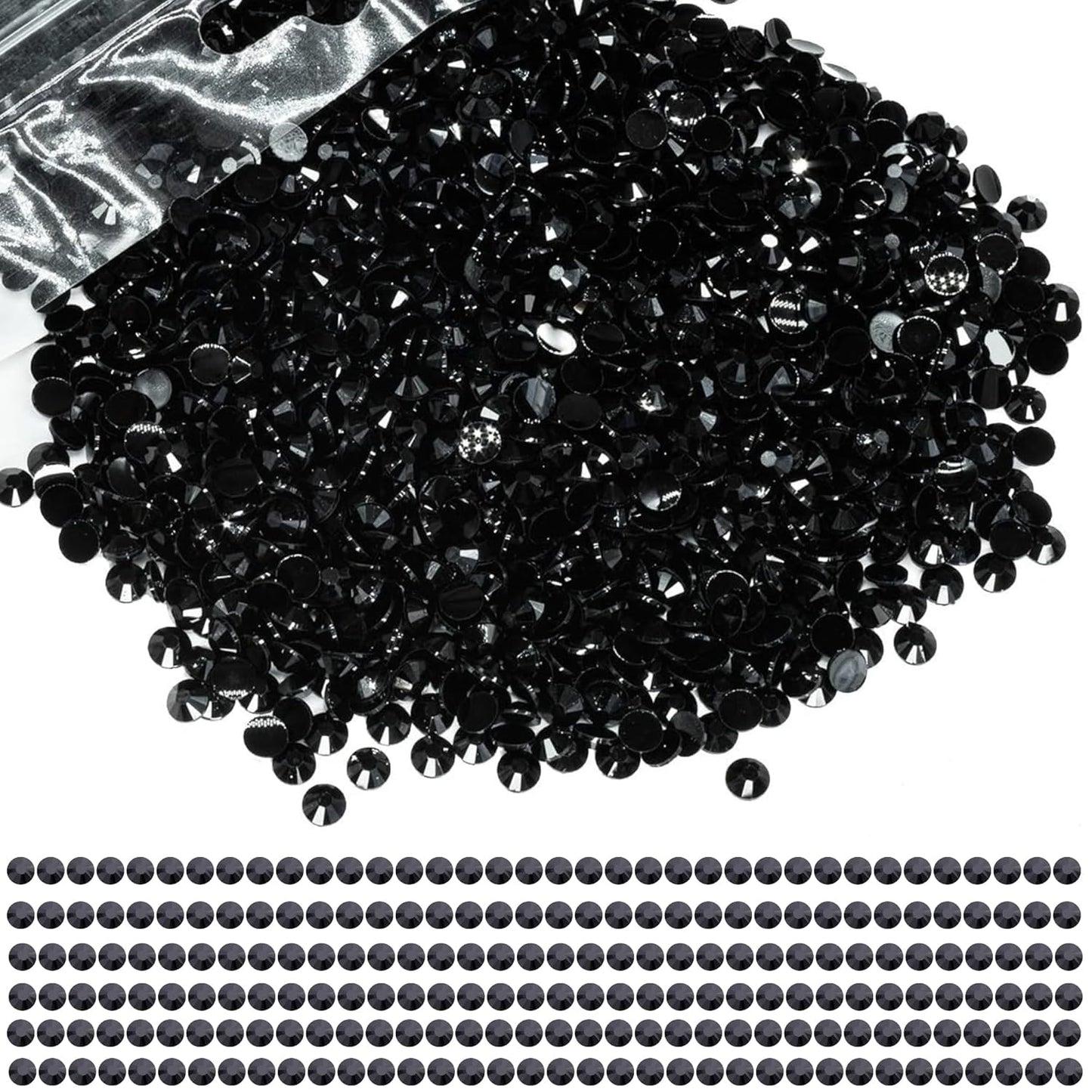 Black Rhinestones Crystal Flatback Gemstones Round Shaped Glass Rhinestones Stones 3.5 MM Size