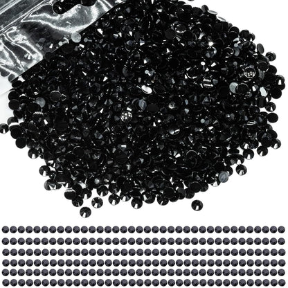 Black Rhinestones Crystal Flatback Gemstones Round Shaped Glass Rhinestones Stones 3.5 MM Size