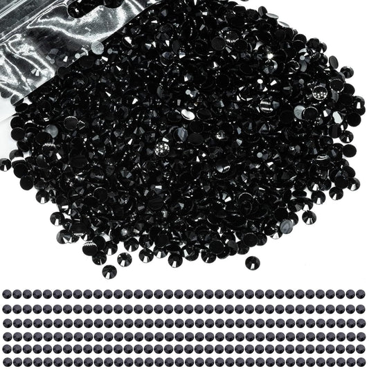 Black Rhinestones Crystal Flatback Gemstones Round Shaped Glass Rhinestones Stones 3.5 MM Size