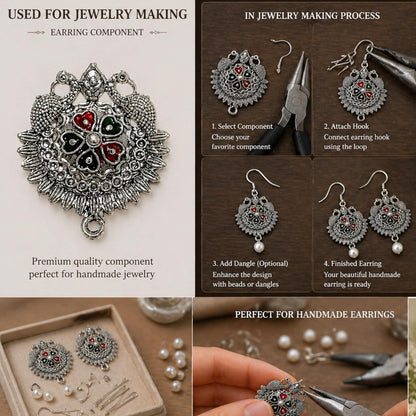 Peacock Antique Silver Earring Making Components