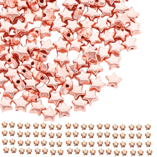 Rose Gold Star Spacer Beads for Jewelry Making 1mm Hole ( 500 pcs )