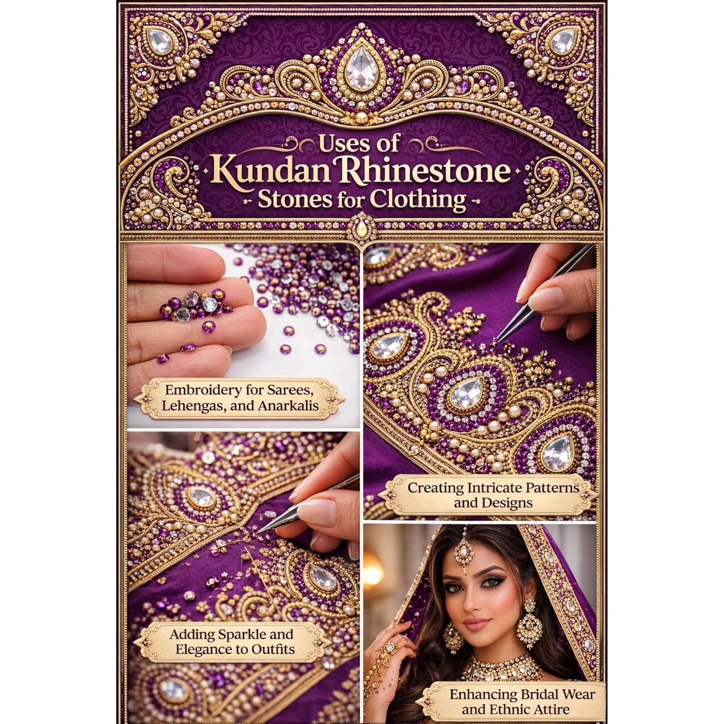 Pink Rhinestones Circular Stickable Plastic Kundan Beads for Saree Border Jewelry Making Nail Face Makeup Art Crafts Clothes Decoration DIY Art & Crafts 500 Gram