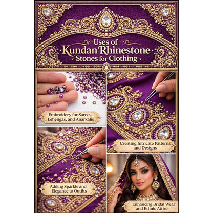 Pink Rhinestones Circular Stickable Plastic Kundan Beads for Saree Border Jewelry Making Nail Face Makeup Art Crafts Clothes Decoration DIY Art & Crafts 500 Gram