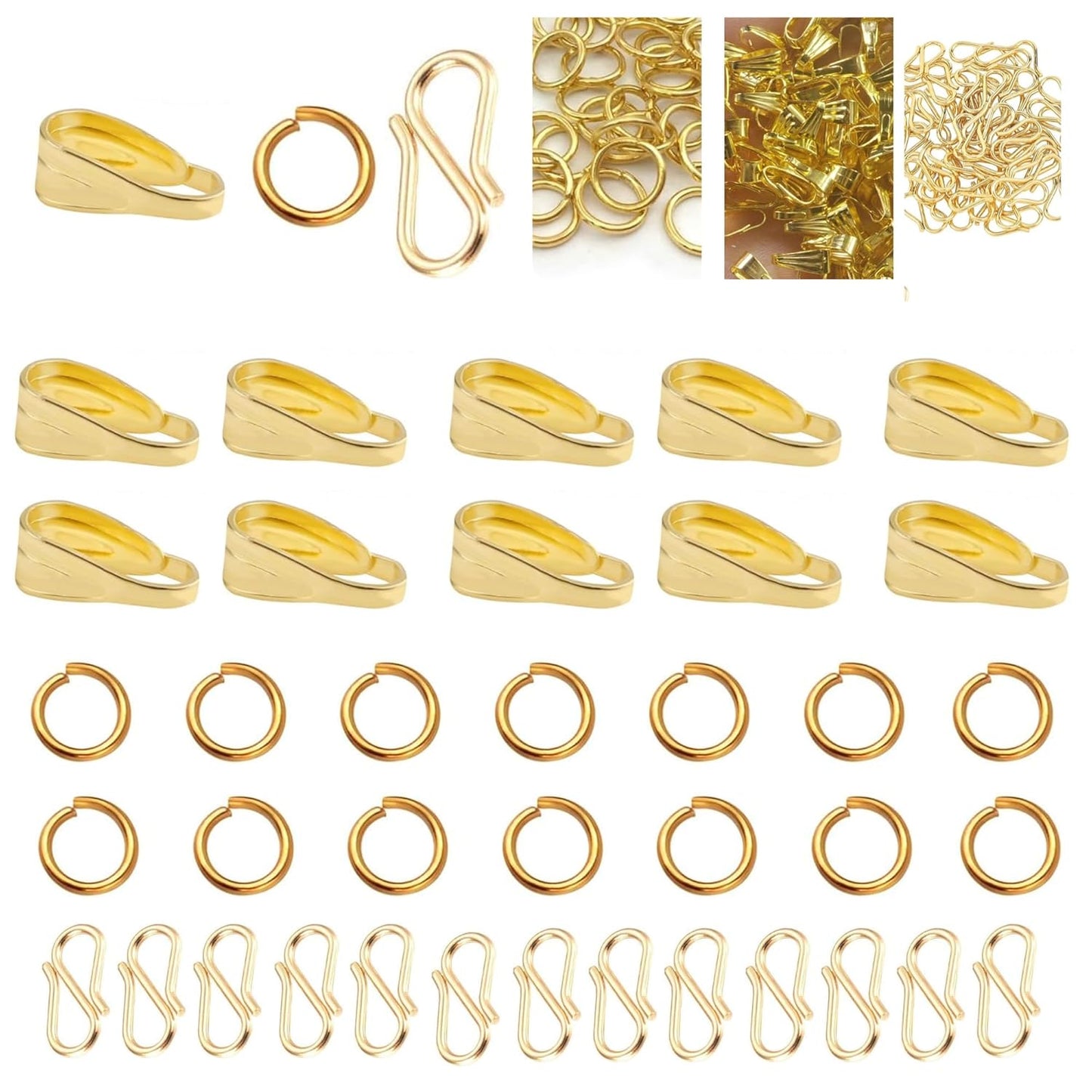 Jewellery Making Accessories Clasps Chain Connector+Jumpering+S Hooks Metal Jewellery Clasp for Pendant Bracelet Necklace 3 Pack (jumpring + Punch + s Hooks 50 Pcs + 50 Pcs + 50 Pc)