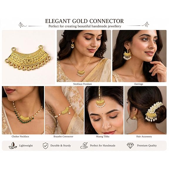 Gold Plated Crescent Connector Charms