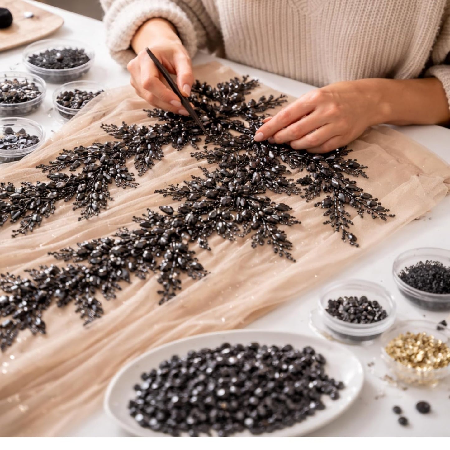 Black Teardrop Rhinestones for Embroidery Stones for Saree Blouse Dress Decoration Sewing & Glue Work DIY Craft & Jewelry Making Saree Embellishment