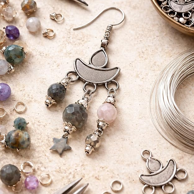 Earring Connector Charms Component Links Alloy Pendants Flat Round For Jewelry Making Earring Supplies (Silver 3 Cm X 2 CM)