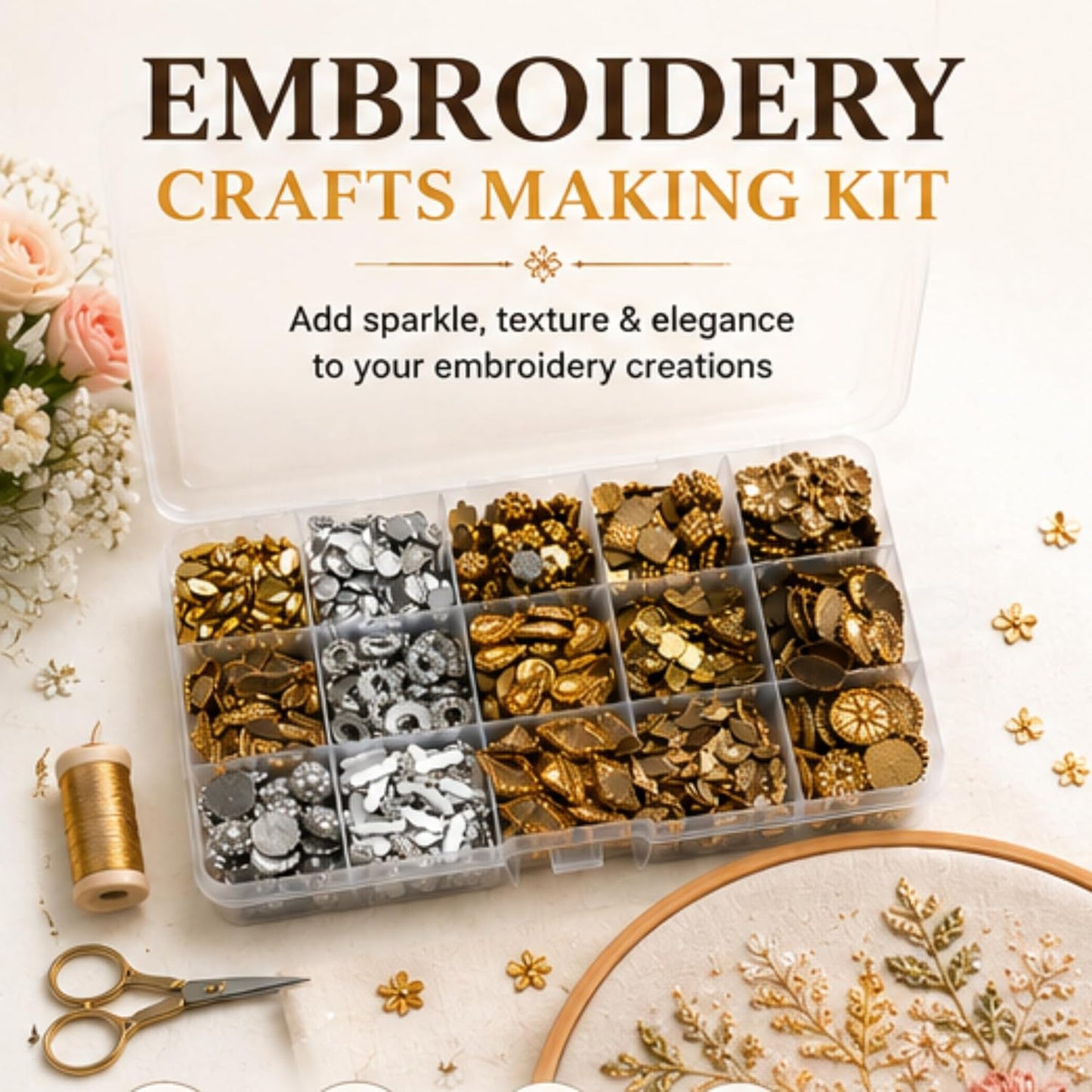 15 Compartments Embroidery Making Kit | DIY Sewing Crafts Hand Embroidery