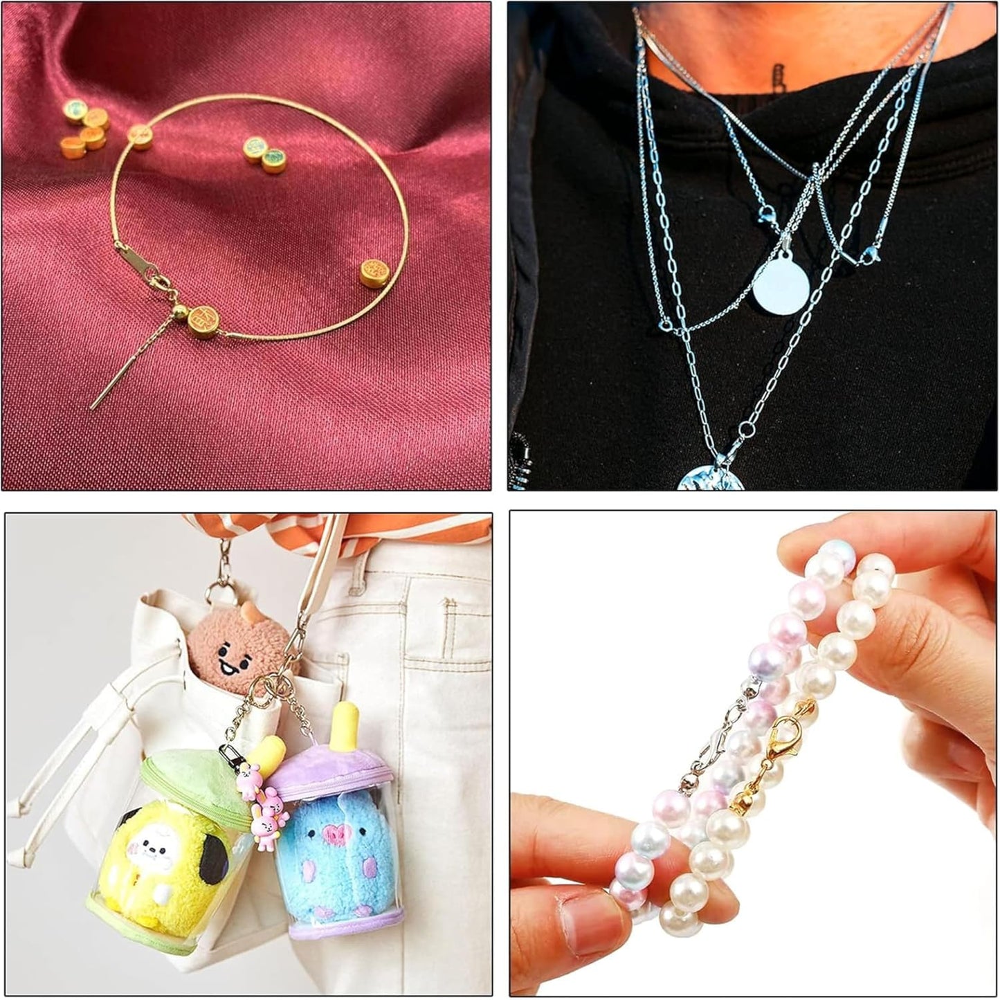 Combo pack Clasps Chain Connector + Jump ring Bail Jump Ring Metal Pinch for Pendant Bracelet Necklace ( 100 Gram )