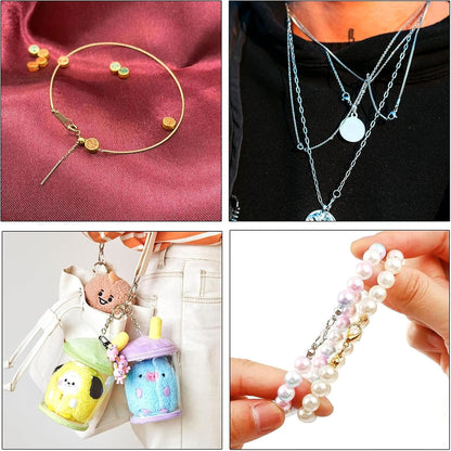 Combo pack Clasps Chain Connector + Jump ring Bail Jump Ring Metal Pinch for Pendant Bracelet Necklace ( 100 Gram )