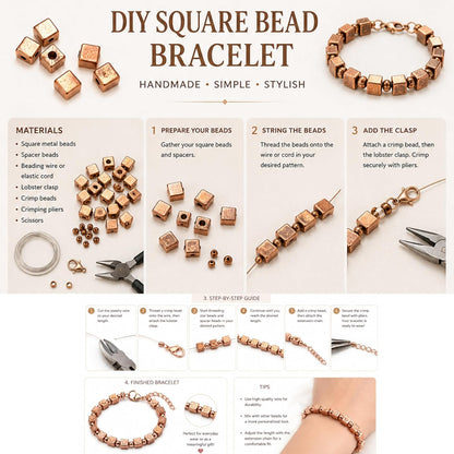Rose Gold Square Spacer Beads for Jewelry Making ( 500 pcs )