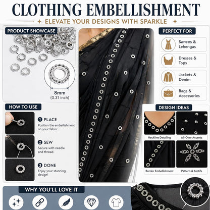 Silver Ring Embellishments for Clothing Sewing Decorative Rings