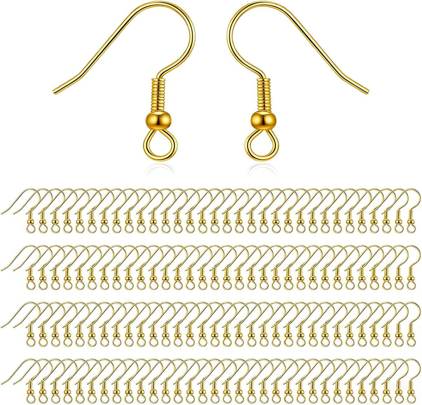 Gold Earring Hooks for Jewelry Making Stainless Steel Gold Earring Hooks ( 100 pcs )