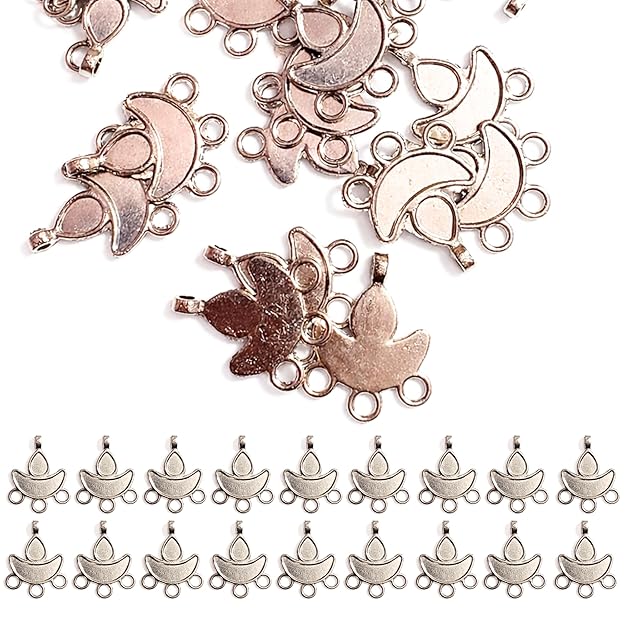 Earring Connector Charms Component Links Alloy Pendants Flat Round For Jewelry Making Earring Supplies (Silver 3 Cm X 2 CM)