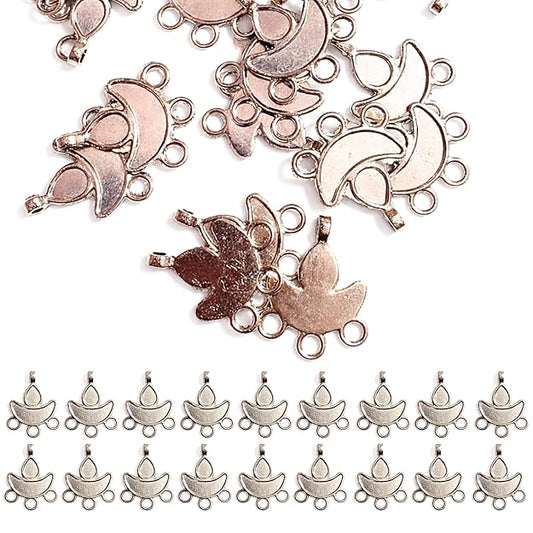 Earring Connector Charms Component Links Alloy Pendants Flat Round For Jewelry Making Earring Supplies (Silver 3 Cm X 2 CM)