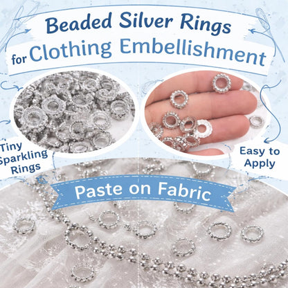 Silver Embroidery Rings Fabric Work Spacer Rings for Saree Blouse Dress Decoration