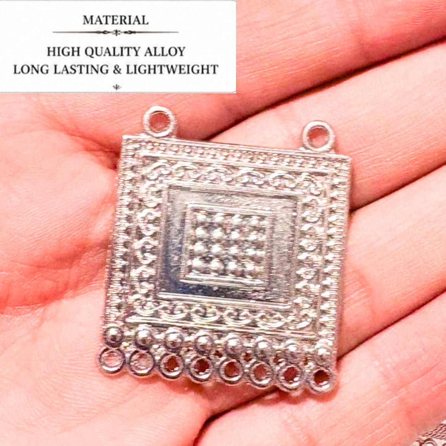 Oxidized Silver Square Pendant Connectors