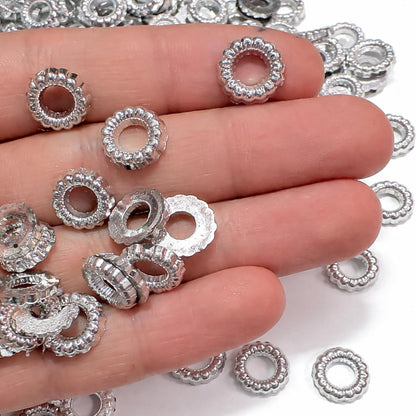 Silver Embroidery Rings Fabric Work Spacer Rings for Saree Blouse Dress Decoration