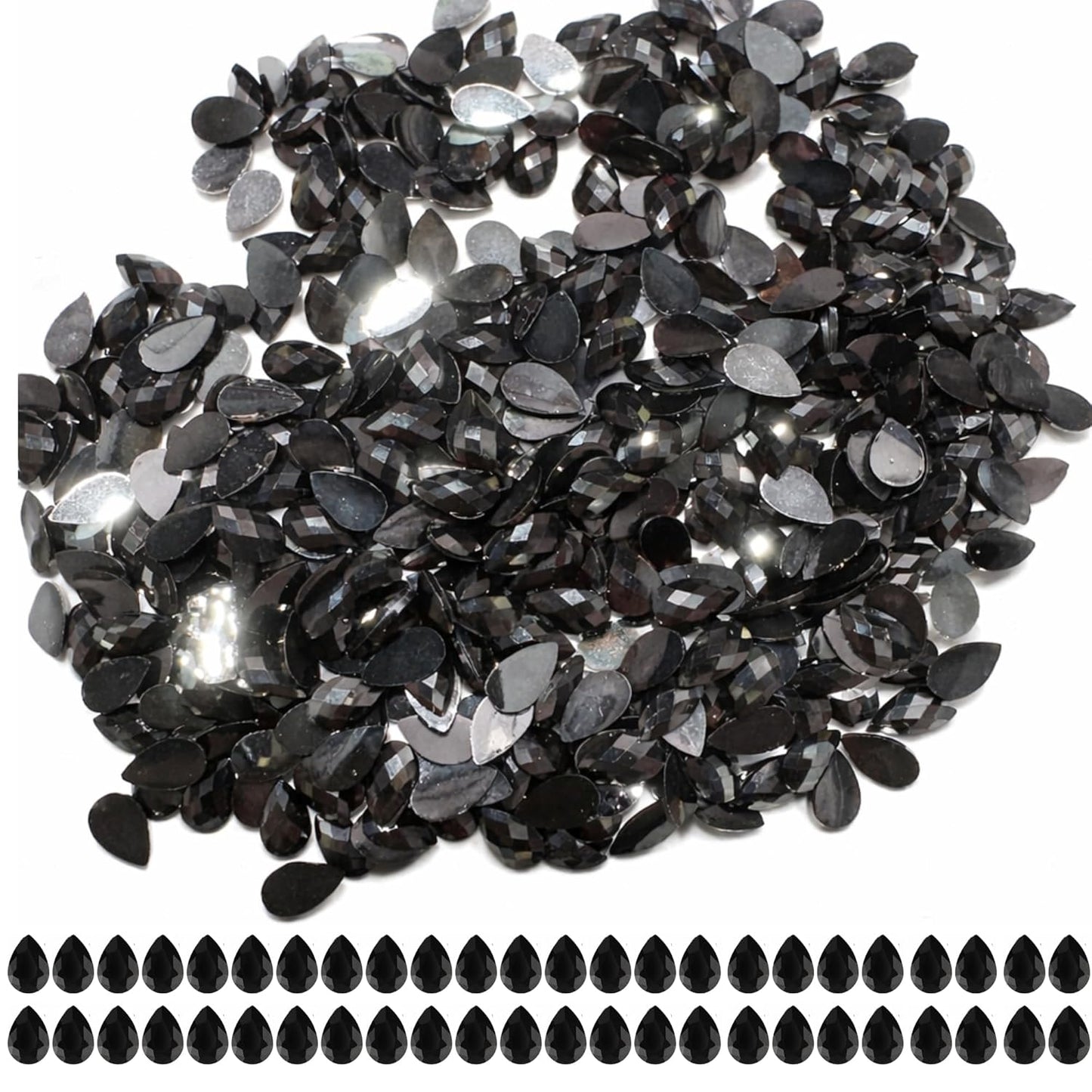 Black Teardrop Rhinestones for Embroidery Stones for Saree Blouse Dress Decoration Sewing & Glue Work DIY Craft & Jewelry Making Saree Embellishment