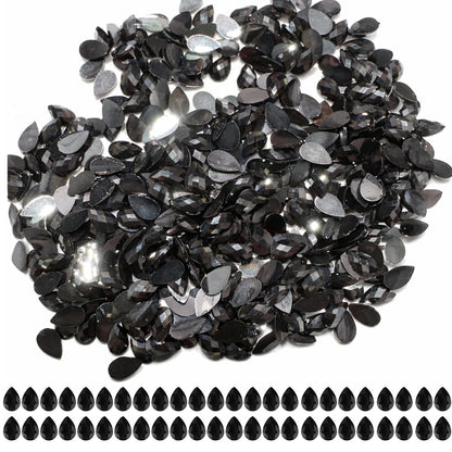 Black Teardrop Rhinestones for Embroidery Stones for Saree Blouse Dress Decoration Sewing & Glue Work DIY Craft & Jewelry Making Saree Embellishment