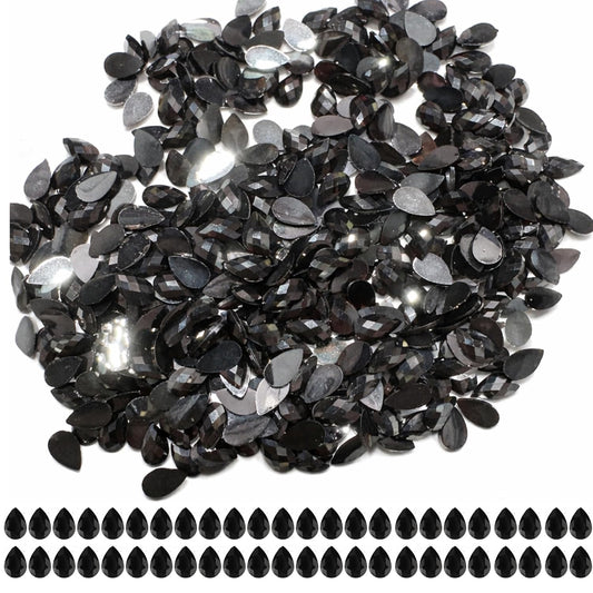 Black Teardrop Rhinestones for Embroidery Stones for Saree Blouse Dress Decoration Sewing & Glue Work DIY Craft & Jewelry Making Saree Embellishment