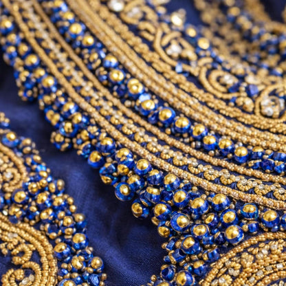 Blue Rhinestones Circular Stickable Plastic Kundan Beads for Saree Border Jewelry Making Nail Face Makeup Art Crafts Clothes Decoration DIY Art & Crafts