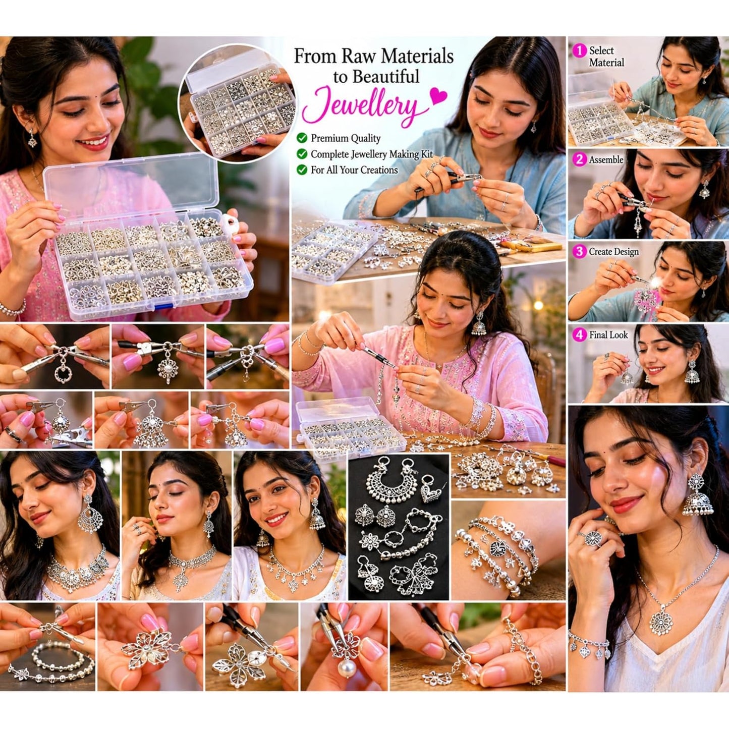 1330 pcs Silver Jewelry Making Kit