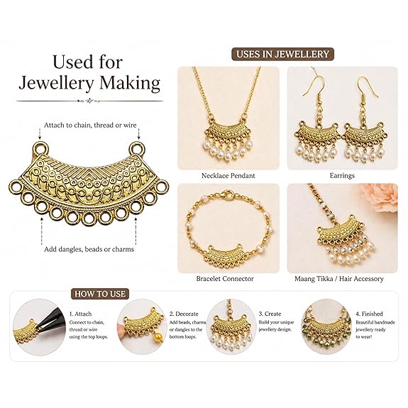 Gold Plated Crescent Connector Charms