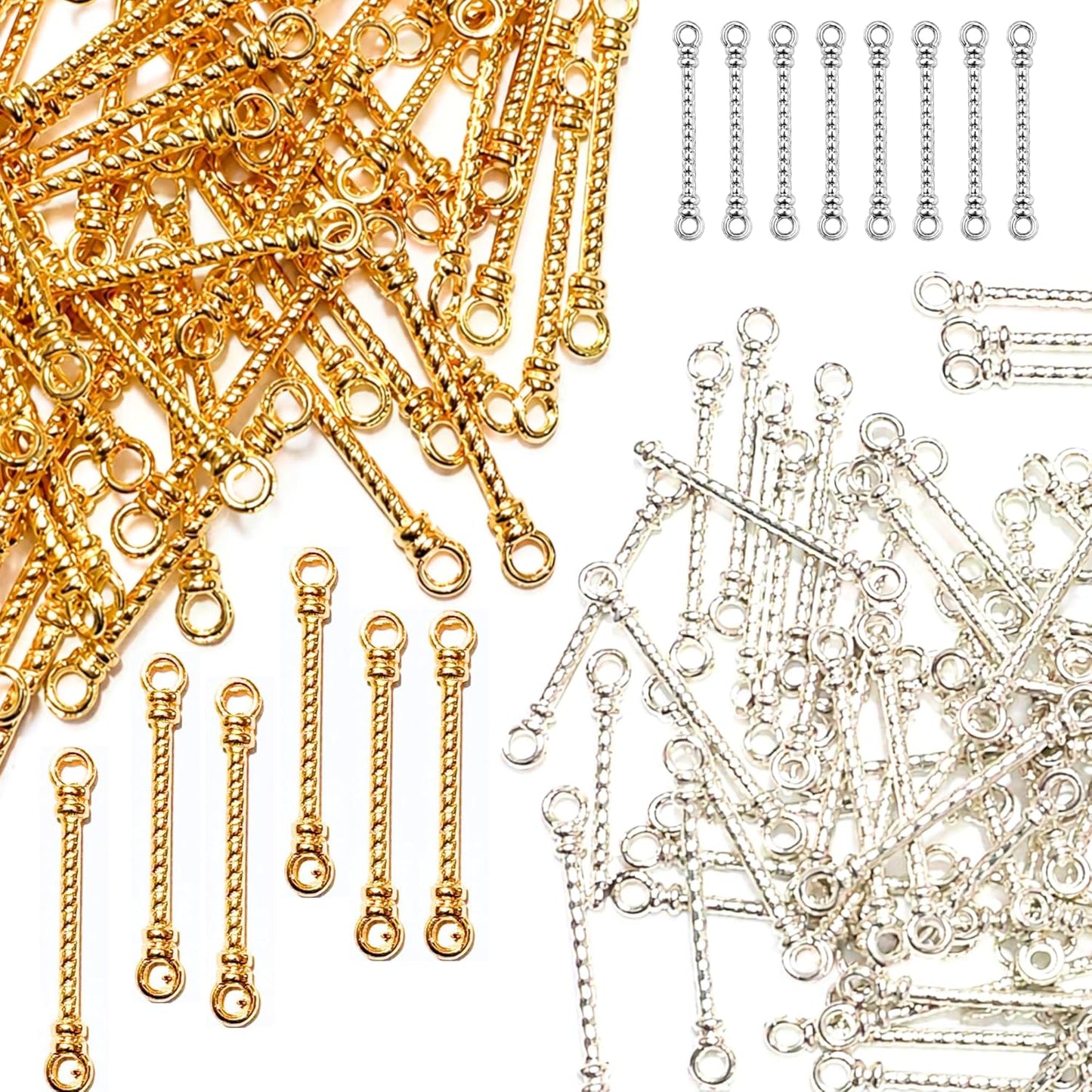Double Hole Connector Bars for Jewelry Making Plated Link Connectors DIY Earrings Necklace Bracelet Findings Craft Supplies 50 Pcs