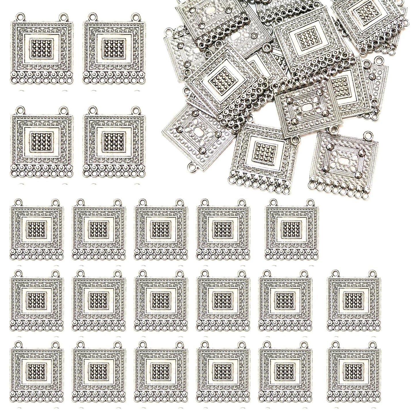 Oxidized Silver Square Pendant Connectors