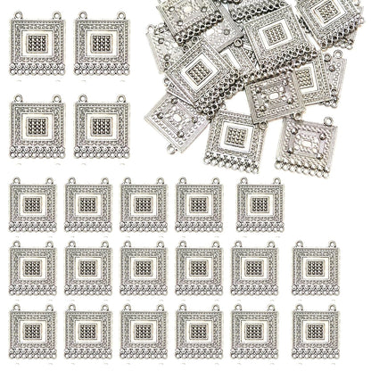 Oxidized Silver Square Pendant Connectors