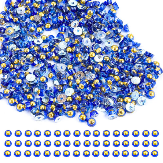 Blue Rhinestones Circular Stickable Plastic Kundan Beads for Saree Border Jewelry Making Nail Face Makeup Art Crafts Clothes Decoration DIY Art & Crafts