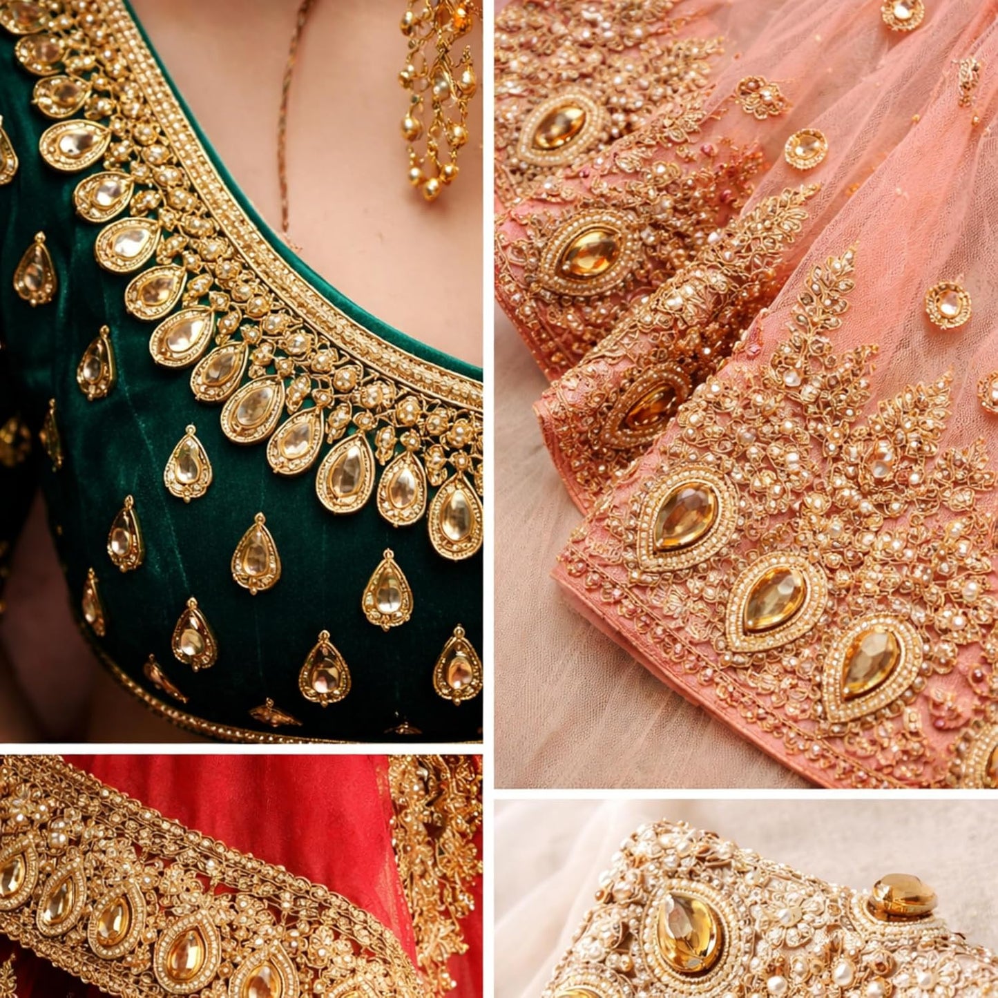 Golden Bati Drop Shape Motif Appliques Embellishments for Decoration Patches Kundan Work