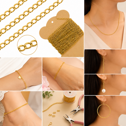 10 Meter Jewelry Making Chain for DIY Crafts, Necklace and Bracelet Chain Roll
