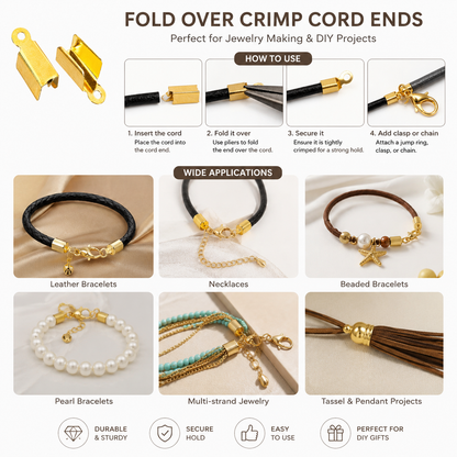Fold Over Crimp Cord Ends 4 mm
