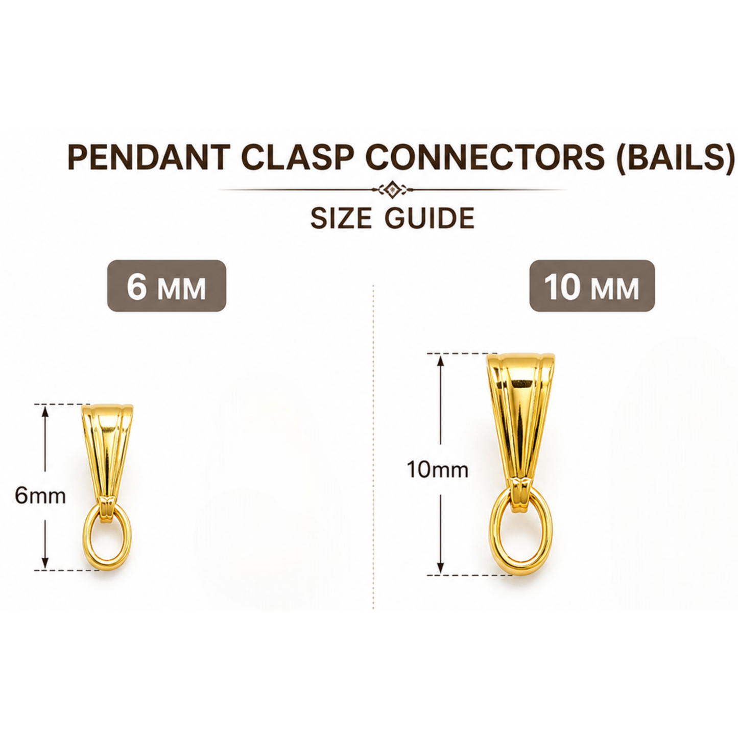 Pendant Clasp Connectors Bails for Necklace Pendant Pinch Clasp ( 6 mm , 10 mm )